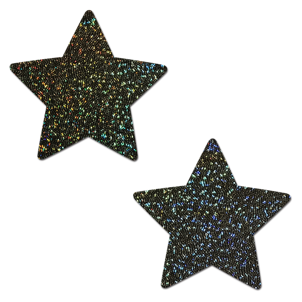 5-Pack: Star: Black Glitter Star Nipple Pasties by Pastease® o/s-0