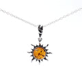 Silver and Amber Sun Cognac Pendant-0