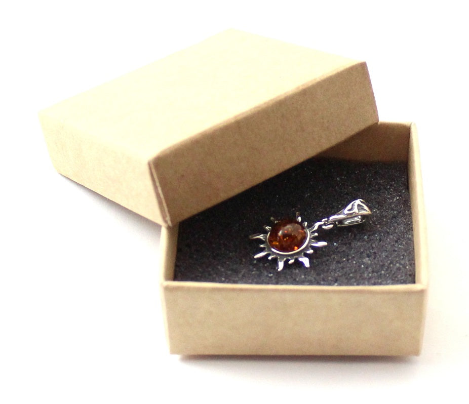 Silver and Amber Sun Cognac Pendant-1