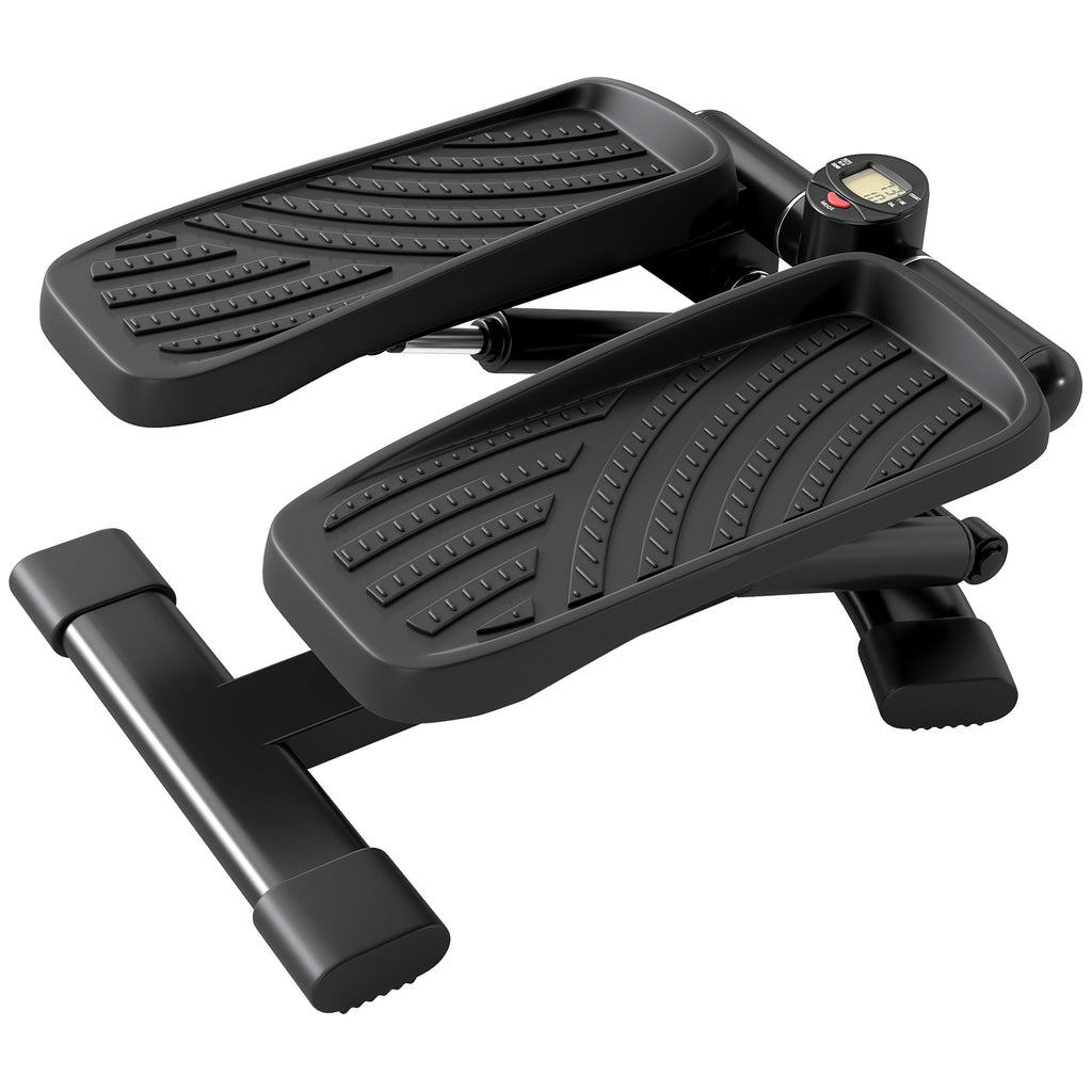Mini stepper fitness disque de torsion de la taille 2 en 1 écran LCD, hauteur réglable, 100 kg, 42 x 34 x 22 cm, noir