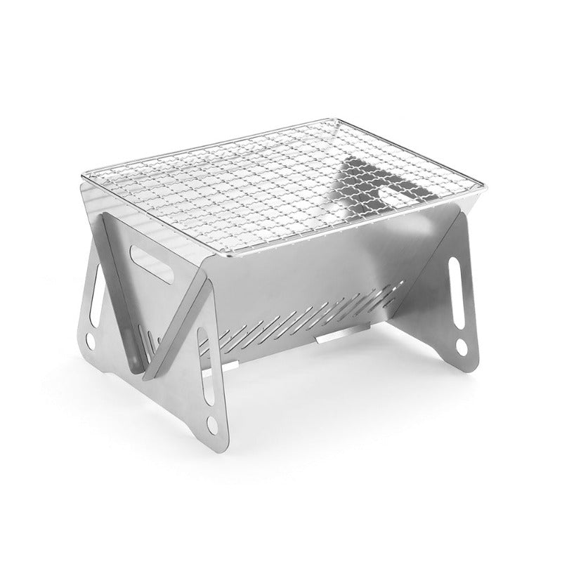 Portable Folding Barbecue Grill Heating Stoves Multifunction Camping BBQ Grill Rack Net Firewood Stove Stainless steel BBQ Grill-4