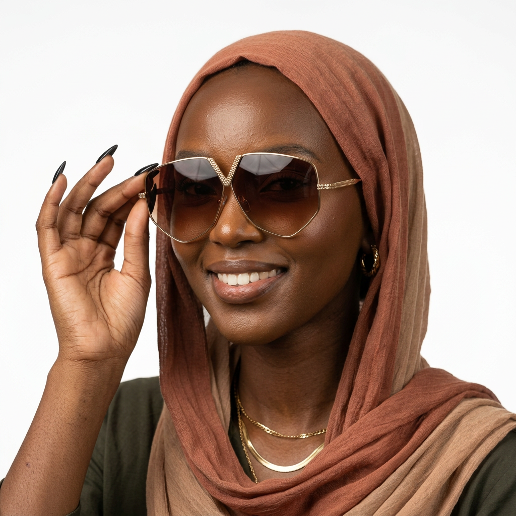 Radiant Gold Geometric Sunglasses-0