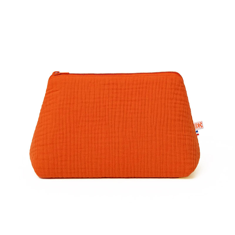 trousse de toilette en coton bio rouge fraise papate GOTS