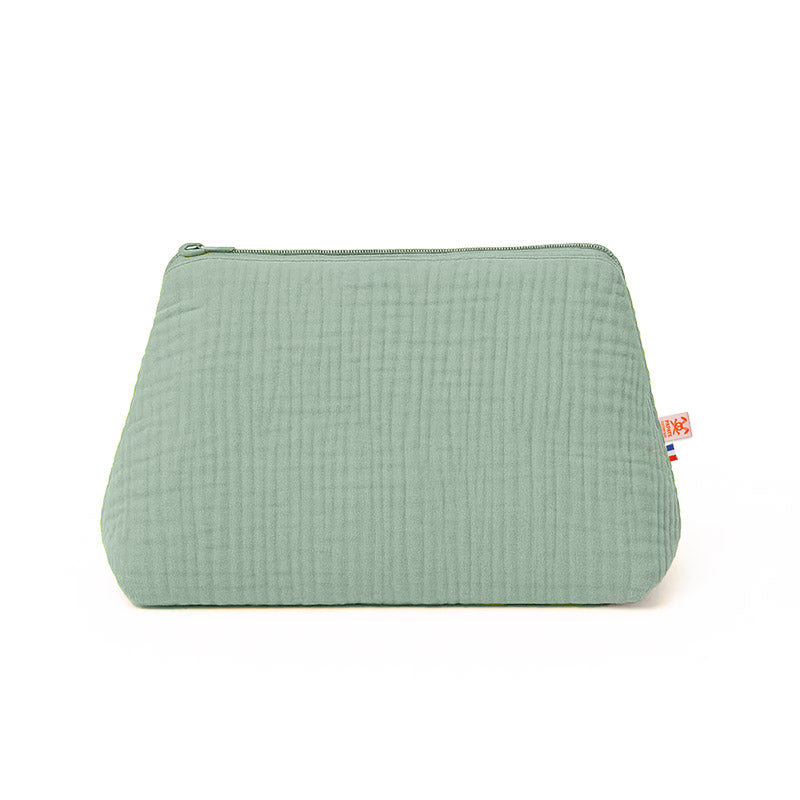 trousse de toilette vert en coton bio papate