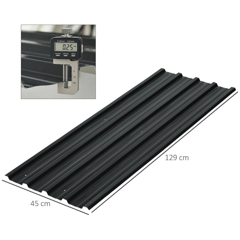 Lot de 12 panneaux en acier galvanisé Résistant aux Intempéries, gris anthracite, dim. d'un panneau 129L x 45l cm-2