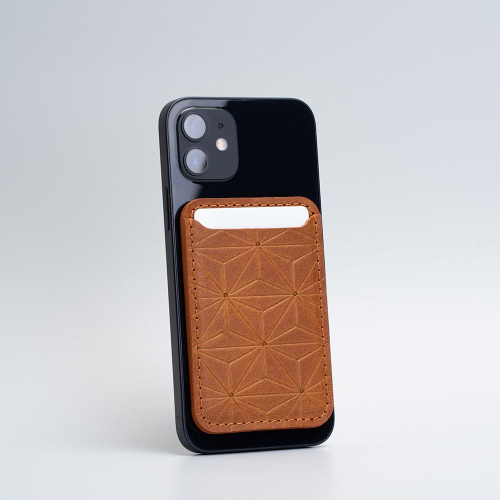 Leather Wallet compatible with MagSafe - Geometric Flower