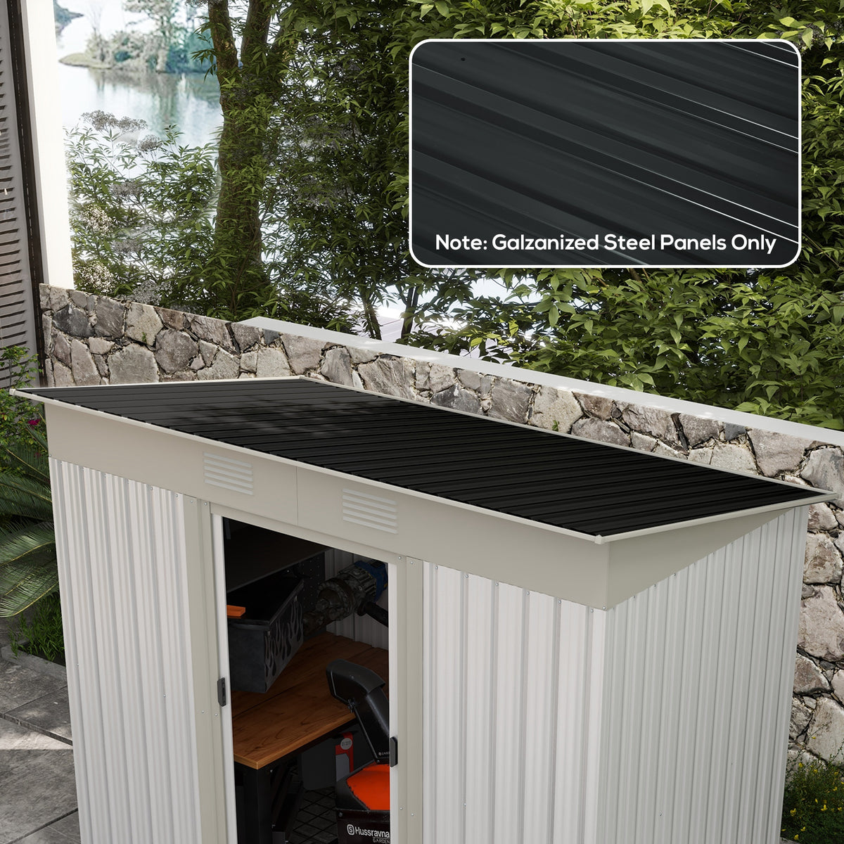Lot de 12 panneaux en acier galvanisé Résistant aux Intempéries, gris anthracite, dim. d'un panneau 129L x 45l cm-1