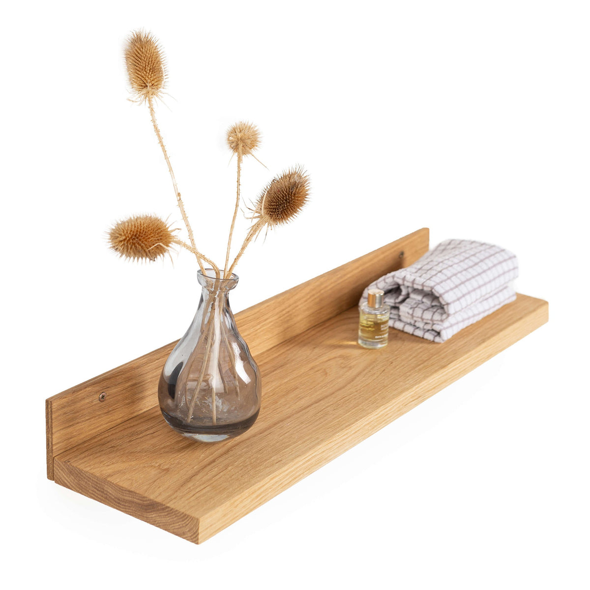 2 Floating Wooden Shelves - Oak Wall Shelf for Home Decor & Storage-3
