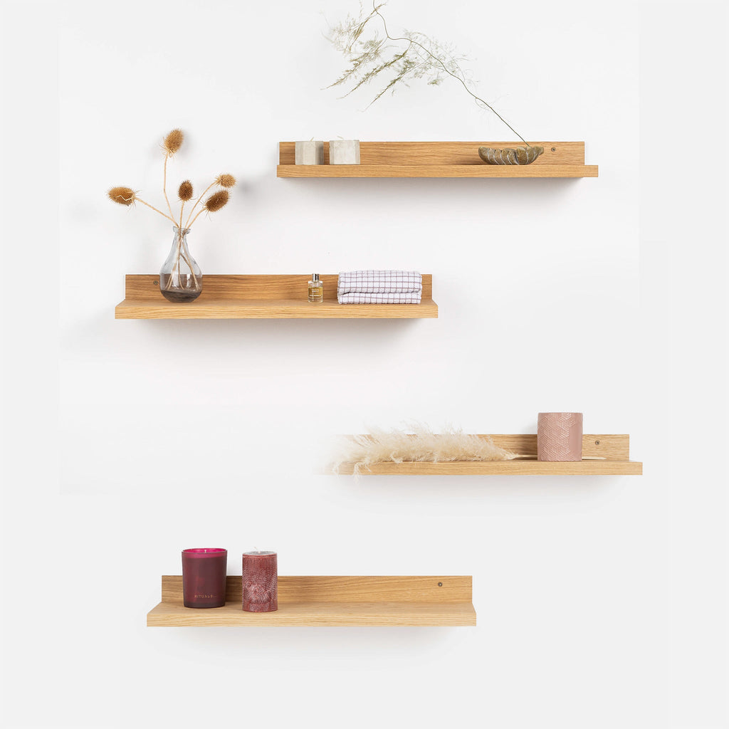 2 Floating Wooden Shelves - Oak Wall Shelf for Home Decor & Storage-6