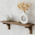 Walnut Floating Shelf with Hidden Wooden Brackets - Modern Wall Shelf-0