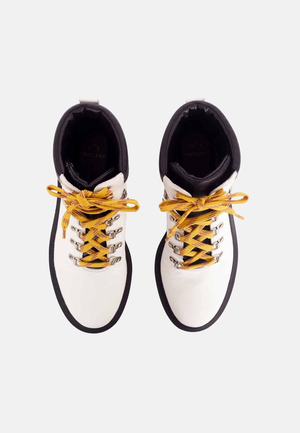 Vriesea White Leather Hiker Boots – 9cm Block Heel