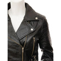 WOMENS BLACK LEATHER BIKER JACKET ANGELICA - S