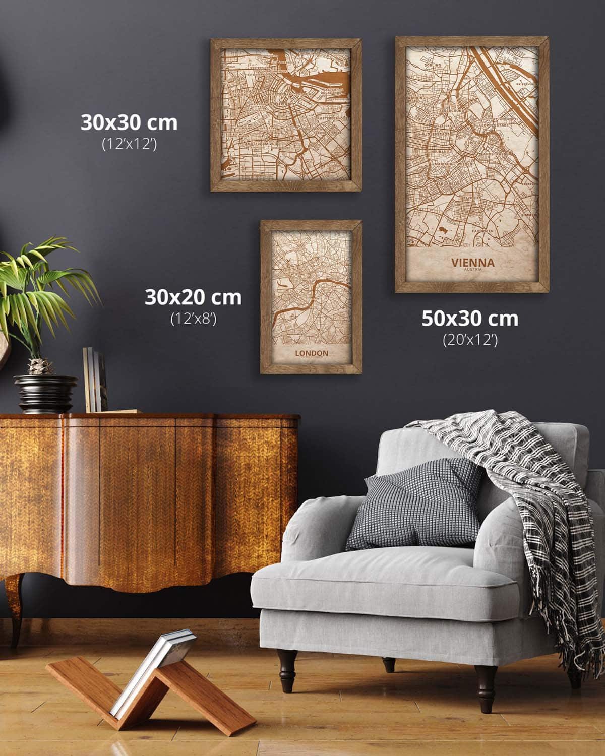Wooden Street Map of Wien 3