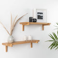 2 Floating Wooden Wall Shelves – Oak Shelves with Holders for Home & Office-5