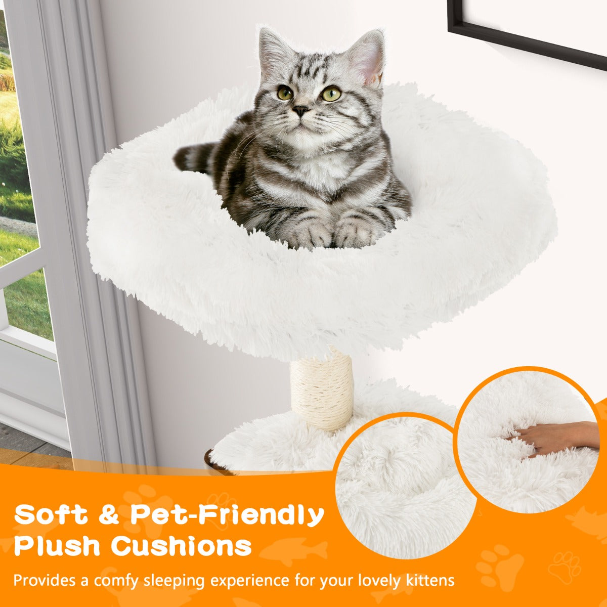 NNECW 179 CM Tall 7-Layer Wooden Cat Tree with Sisal Scratching Posts-4