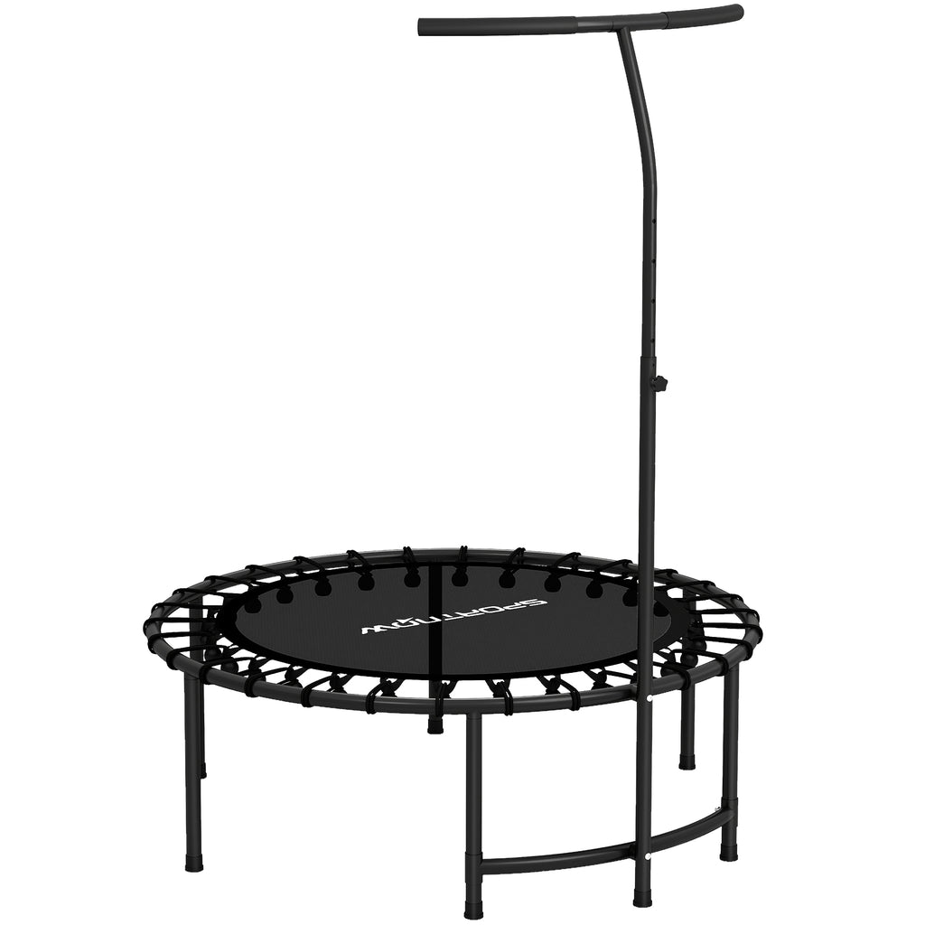 Trampoline de Fitness avec Cordes Élastiques, Poignée Réglable 5 Positions, Capacité 100 kg, Acier, Ø102x132cm, Noir